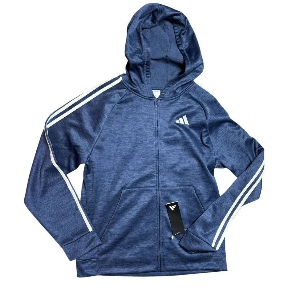 Adidas Zip Up Jacket Boys Size XL Blue and White